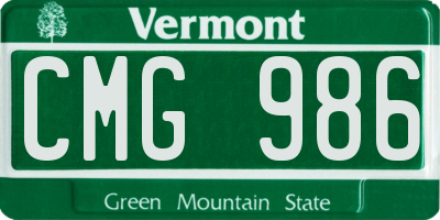 VT license plate CMG986