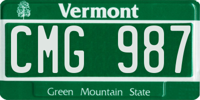 VT license plate CMG987