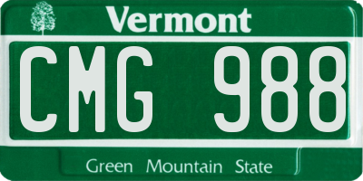 VT license plate CMG988