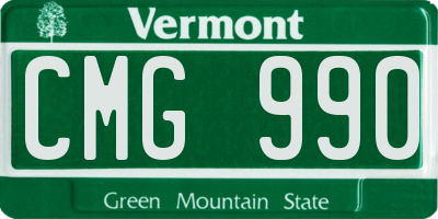 VT license plate CMG990
