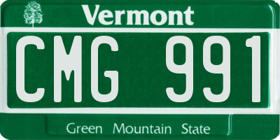 VT license plate CMG991