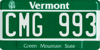 VT license plate CMG993