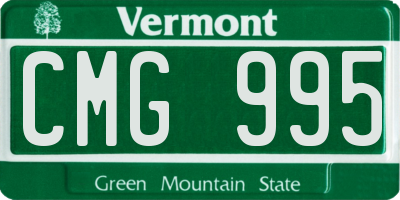 VT license plate CMG995