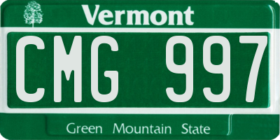 VT license plate CMG997