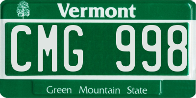 VT license plate CMG998