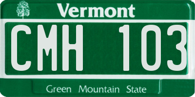 VT license plate CMH103