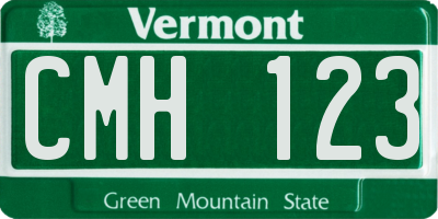 VT license plate CMH123