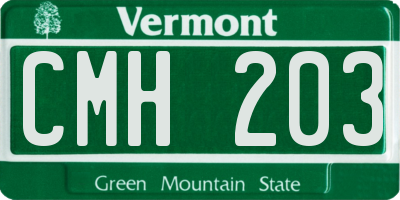 VT license plate CMH203