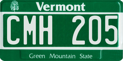 VT license plate CMH205