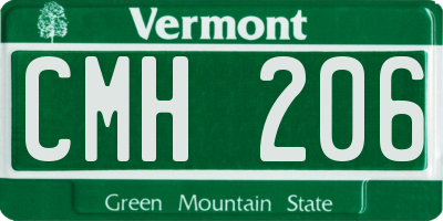 VT license plate CMH206