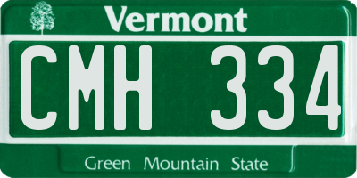 VT license plate CMH334