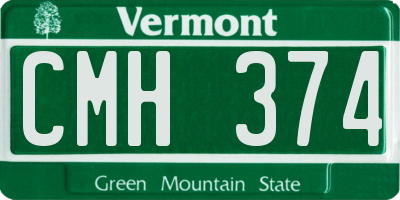 VT license plate CMH374