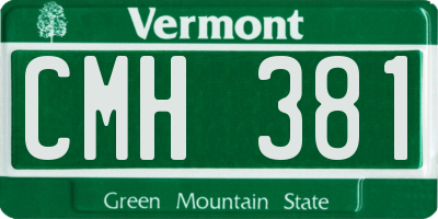 VT license plate CMH381