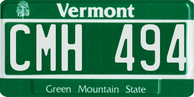 VT license plate CMH494