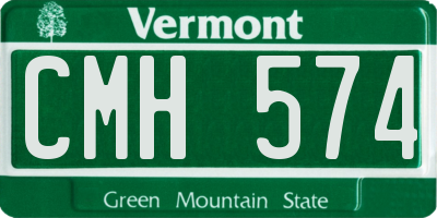VT license plate CMH574