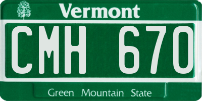 VT license plate CMH670