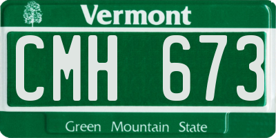 VT license plate CMH673