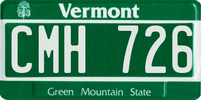 VT license plate CMH726
