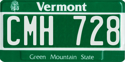 VT license plate CMH728