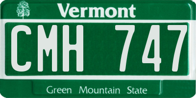 VT license plate CMH747