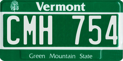 VT license plate CMH754