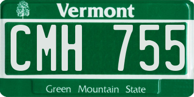 VT license plate CMH755
