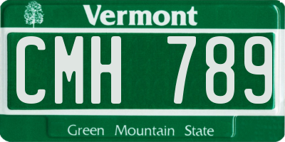 VT license plate CMH789