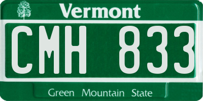 VT license plate CMH833