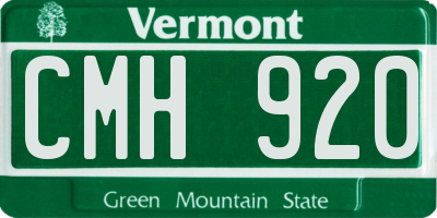 VT license plate CMH920