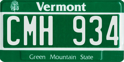 VT license plate CMH934