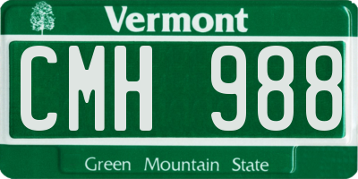 VT license plate CMH988
