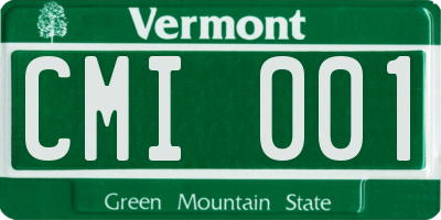 VT license plate CMI001