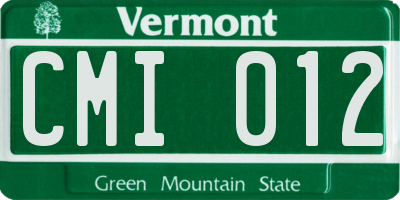 VT license plate CMI012