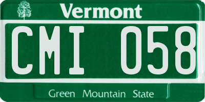 VT license plate CMI058