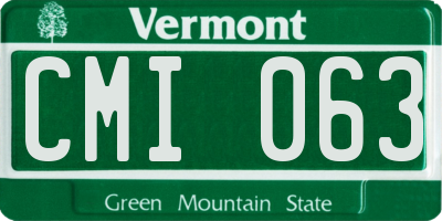 VT license plate CMI063