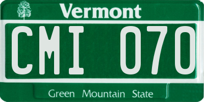 VT license plate CMI070