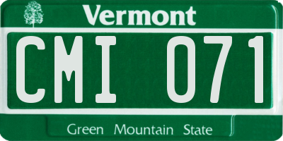 VT license plate CMI071