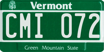 VT license plate CMI072