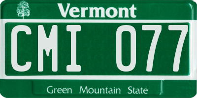 VT license plate CMI077
