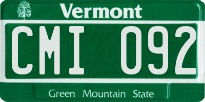 VT license plate CMI092
