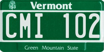 VT license plate CMI102