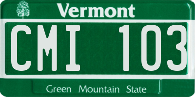 VT license plate CMI103
