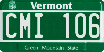 VT license plate CMI106
