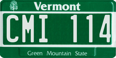 VT license plate CMI114