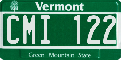 VT license plate CMI122