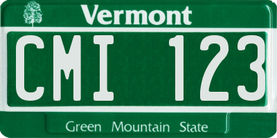 VT license plate CMI123