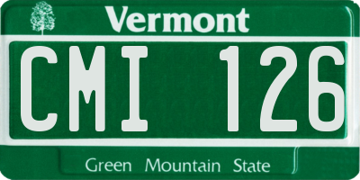 VT license plate CMI126