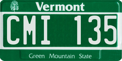 VT license plate CMI135