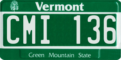 VT license plate CMI136