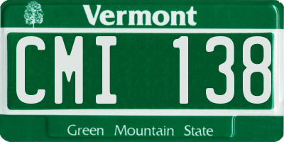VT license plate CMI138